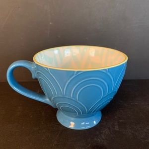 RARE Roscher Embossed blue White Interior Footed Mug Cup 12 oz